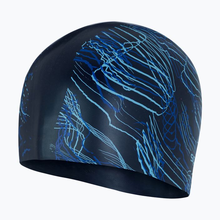 Speedo Long Hair Printed swim cap true navy/blue flame/light adriatic 3