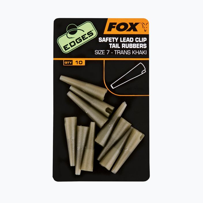 Fox International Edges Size 7 Lead Clip Tail Rubbers 10 pcs trans khaki safety clip protectors 2