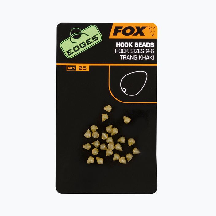 Fox International Edges Hook Bead stopper per carpe 25 pezzi trans kaki