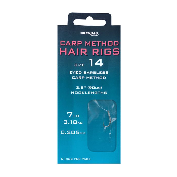 Drennan Carp Method Hair Rigs methadium leader con occhiello amo senza ardiglione + lenza 8 pezzi clear HNHCMT014 2