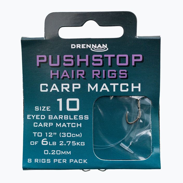Drennan Pushstop H'Rig Carp Match method leader con stopper amo senza ardiglione + lenza 8 pezzi trasparente HNQCMA014