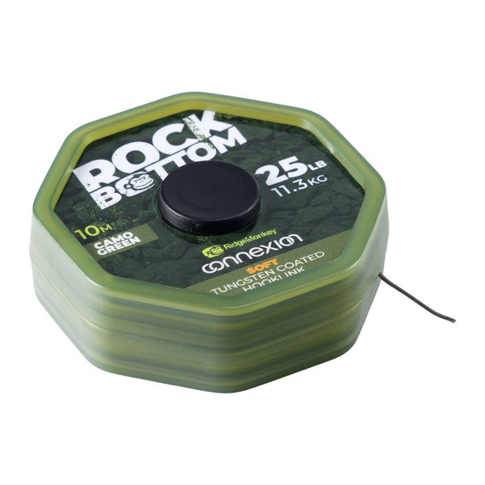 RidgeMonkey leader carpa treccia Connexion Rock Bottom Tungsten Soft Coated Hooklink verde RMT279 2