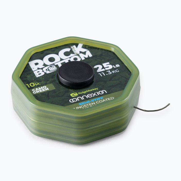 Ridge Monkey Connexion Rock Bottom Tungsten Semi Stiff Coated Hooklink leader braid verde RMT281