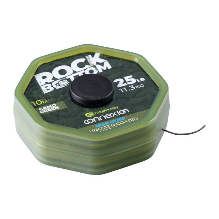 Ridge Monkey Connexion Rock Bottom Tungsten Semi Stiff Coated Hooklink leader braid verde RMT281 2