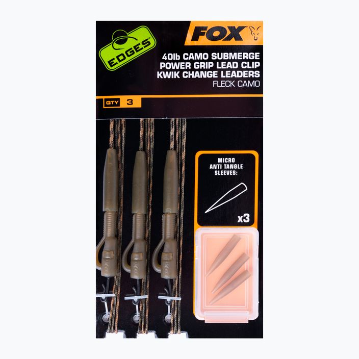 Fox International Edges Camo Submerge Power Grip Lead Clip Kwik Change Kit 30lb carp leader