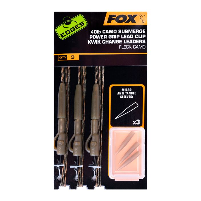 Fox International Edges Camo Submerge Power Grip Lead Clip Kwik Change Kit 30lb carp leader 2