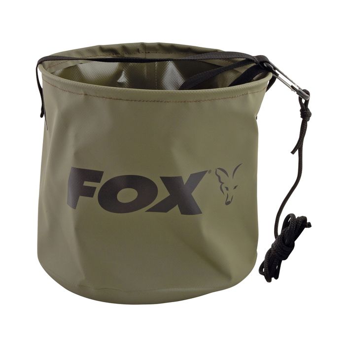 Fox International Secchio d'acqua grande pieghevole con corda e clip secchio per carpe verde 2