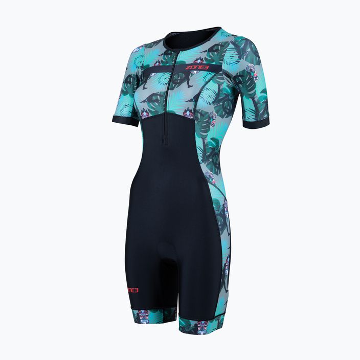 Tuta da triathlon da donna ZONE3 Activate+ Short Sleeve Trisuit tribal rush/nero/khaki