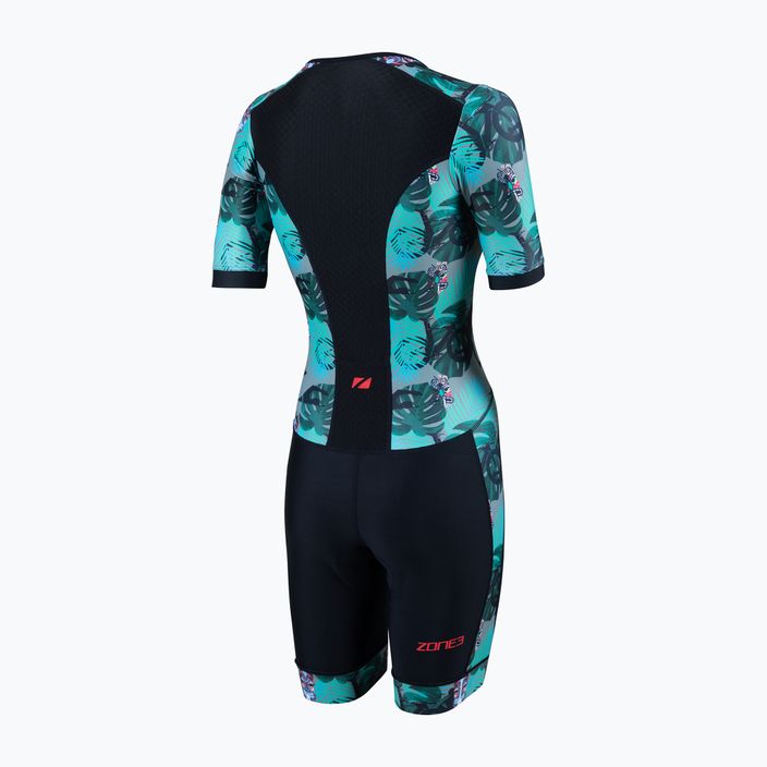 Tuta da triathlon da donna ZONE3 Activate+ Short Sleeve Trisuit tribal rush/nero/khaki 2