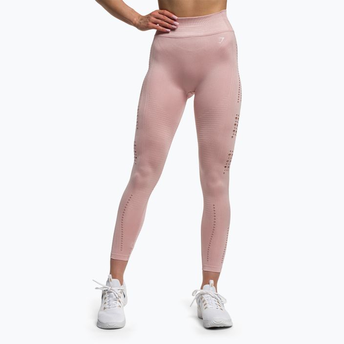 Leggings da allenamento da donna Gymshark Flawless Shine Seamless rosa/bianco