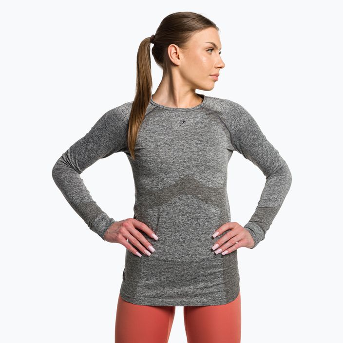 Gymshark Flex Top a manica lunga da donna per allenamento, grigio antracite