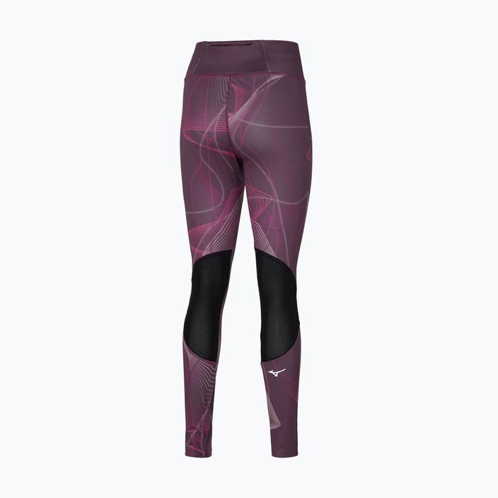 Leggings da corsa da donna Mizuno Stampato vino d'uva 2