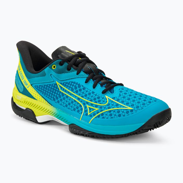 Scarpe da tennis da uomo Mizuno Wave Exceed Tour 5 CC blu jet/bolt2 neon/nero