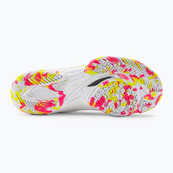 Scarpe da badminton da uomo Mizuno Wave Claw Neo 2 bianco/roccia lunare/rosa alta visibilità 6