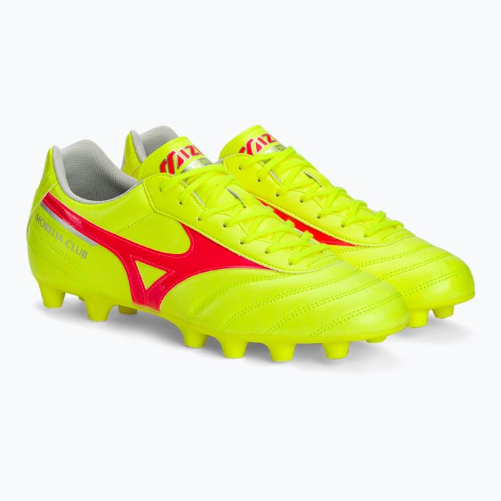 Mizuno Morelia II Club MD scarpe da calcio giallo sicurezza/fiery coral 2/galaxy silver uomo 4
