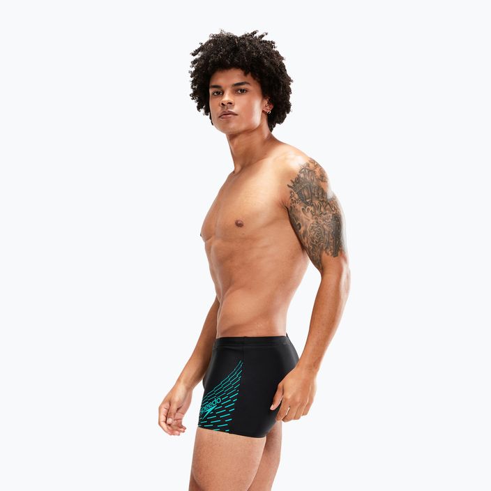Pantaloncini da bagno Speedo Medley Logo nero/acquario da uomo 6