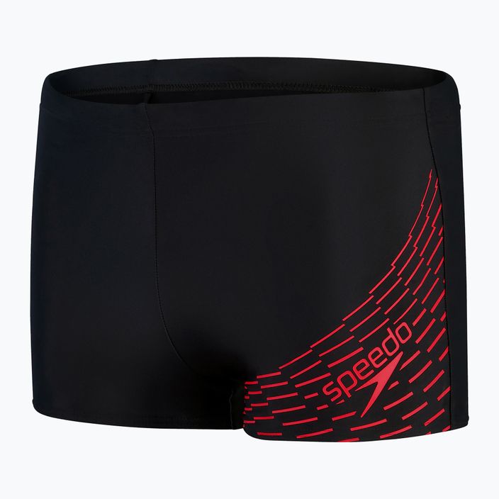 Pantaloncini da bagno Speedo Medley Logo da uomo, nero/rosso 4