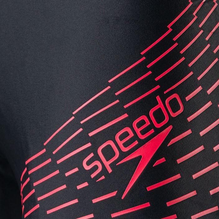Pantaloncini da bagno Speedo Medley Logo da uomo, nero/rosso 3