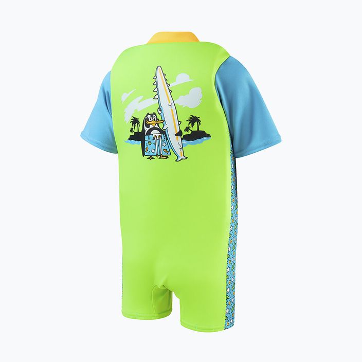 Costume intero Speedo stampato per bambini chima azzurro/verde fluo 2