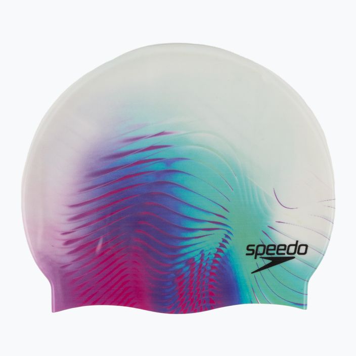 Speedo Cuffia da nuoto con stampa digitale 3d onde bianche/rosa elettrico