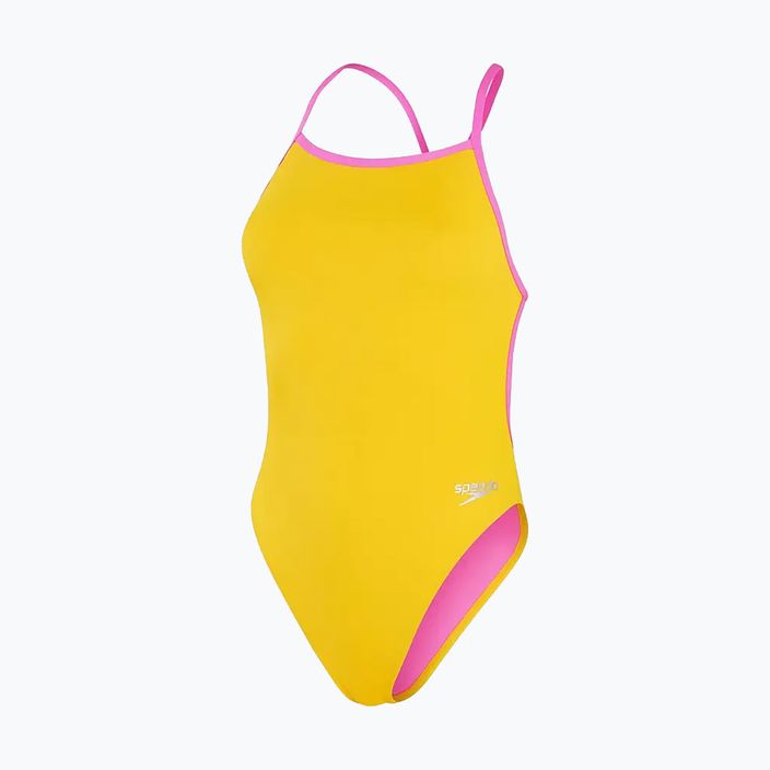 Costume intero Speedo Solid Vback giallo/rosa per donna