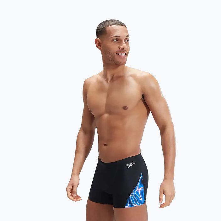 Speedo Uomo Allover Digi V-Cut Aquashort boxer da bagno nero/blu 8