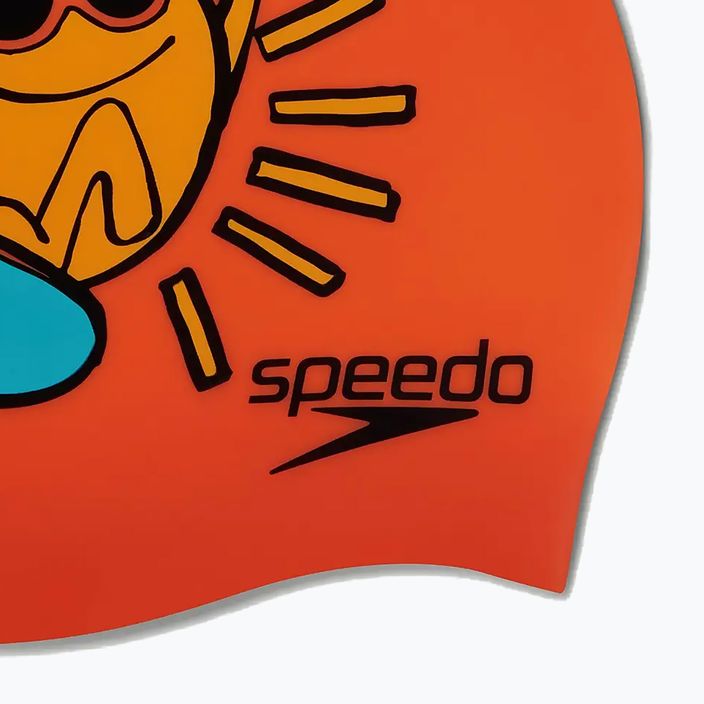 Cuffia Speedo Junior in silicone stampato arancione/giallo per bambini 4
