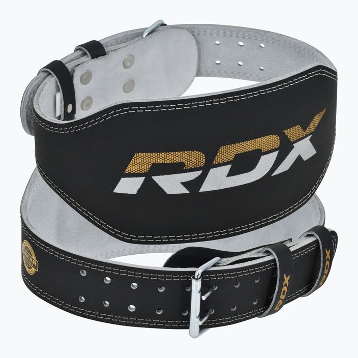 RDX Cintura per sollevamento pesi 6" in pelle nero/oro 7