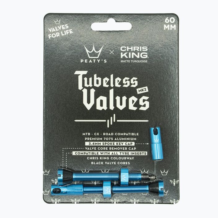 Peaty's X Chris King MK2 Presta Tubeless Valves Set 60 mm turchese 2
