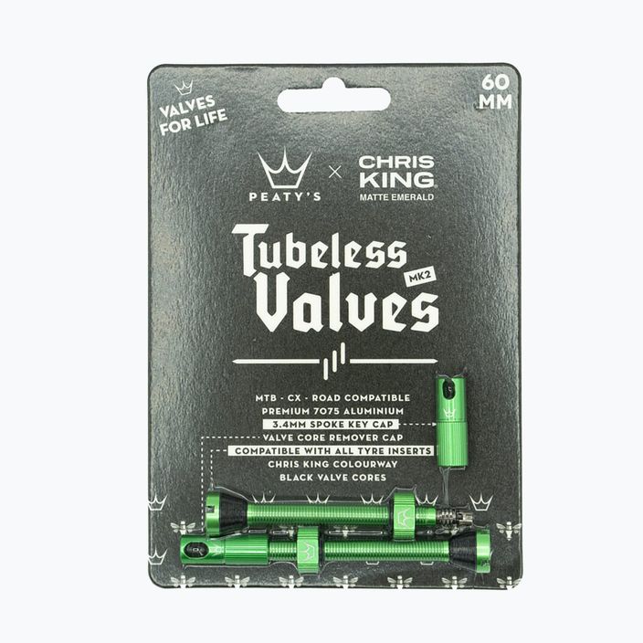 Peaty's X Chris King MK2 Presta Tubeless Valves Set 60 mm emerald 2