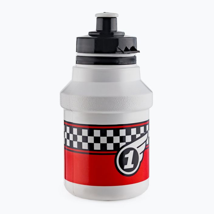 Bottiglia da bicicletta per bambini Polisport Race 300 ml bianco/rosso con cestino