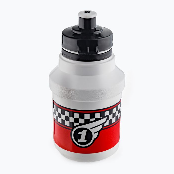 Bottiglia da bicicletta per bambini Polisport Race 300 ml bianco/rosso con cestino 2