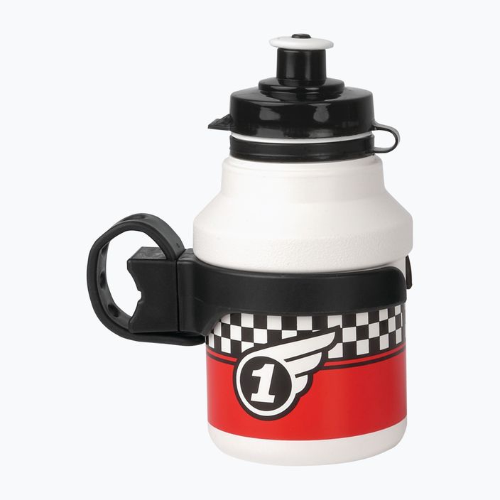 Bottiglia da bicicletta per bambini Polisport Race 300 ml bianco/rosso con cestino 5