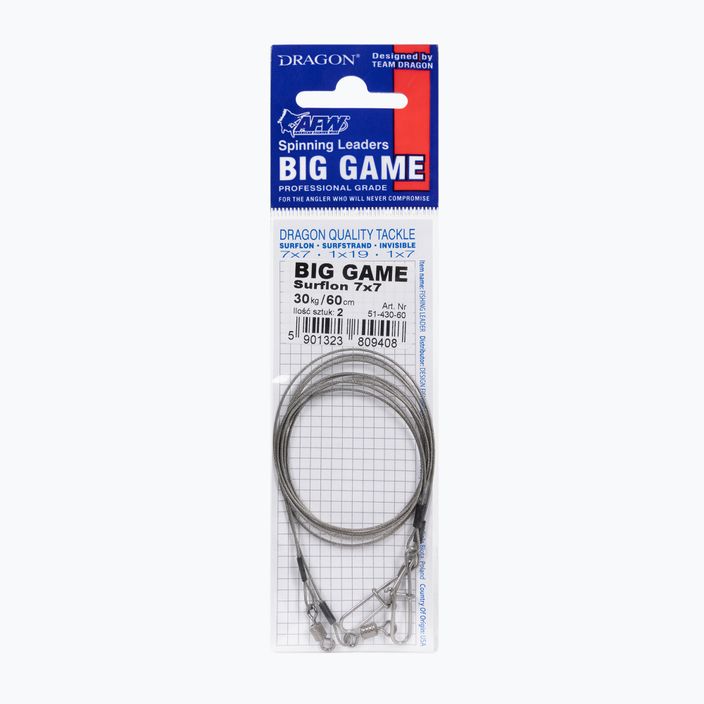 DRAGON Wire 1x7 Big Game spinning leader 2 pezzi argento PDF-.51-430