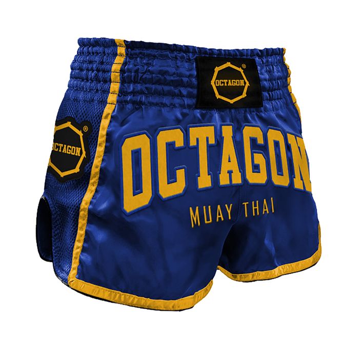 Pantaloncini da allenamento Octagon Muay Thai da uomo blu scuro/giallo 2
