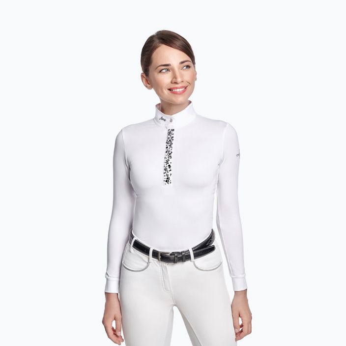 Camicia da competizione a maniche lunghe da donna FERA Equestrian Nebula bianco