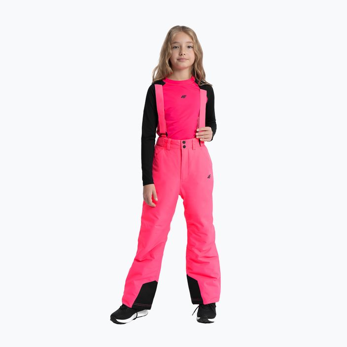 Pantaloni da sci per bambini 4F F353 rosa caldo neon