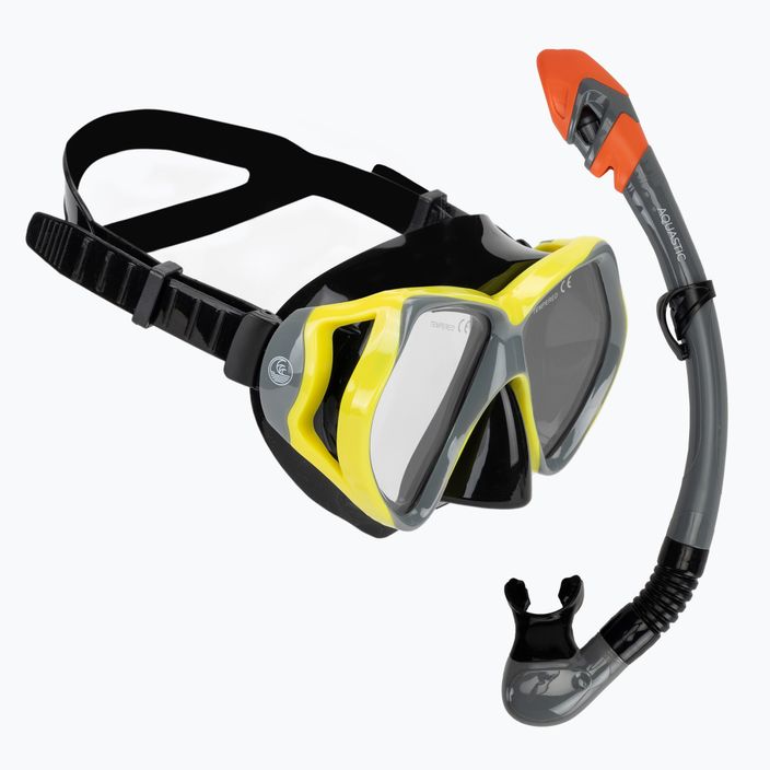 AQUASTIC Shoal set snorkeling maschera + boccaglio grigio