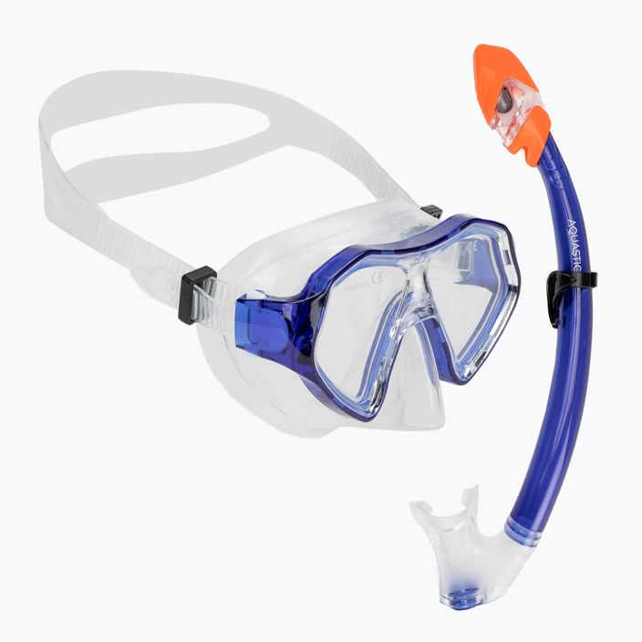 AQUASTIC Shelly set snorkeling per bambini maschera + boccaglio blu scuro