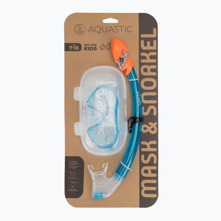 AQUASTIC Shelly kit snorkeling per bambini maschera + boccaglio azzurro 9