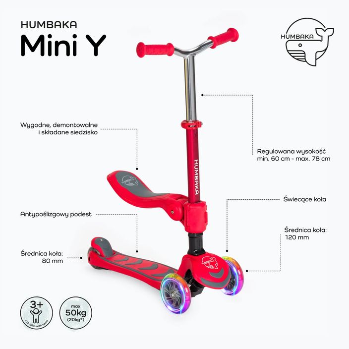 HUMBAKA Mini Y, monopattino triciclo per bambini rosso 2