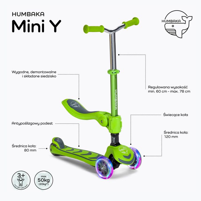 HUMBAKA Mini Y, monopattino triciclo per bambini verde 2