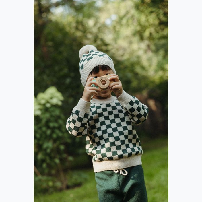 KID STORY berretto invernale per bambini Merino verde scacchiera 5