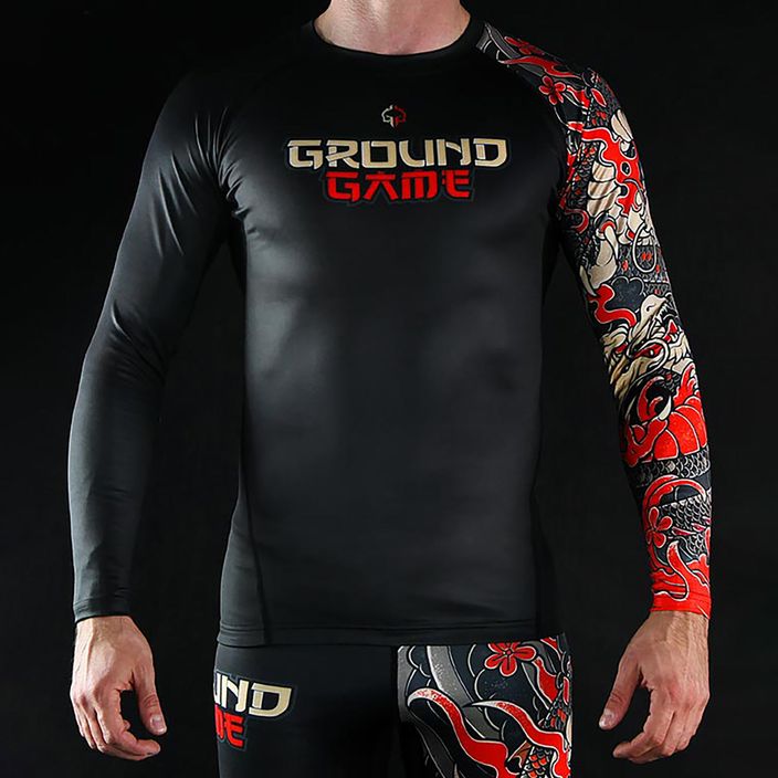 Ground Game Yokai 2.0, maglia da uomo a manica lunga, nero/rosso 4