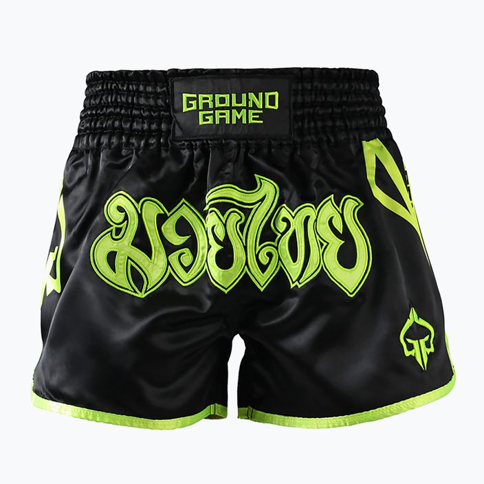 Pantaloncini da allenamento Ground Game Muay Thai Neon da uomo nero/verde neon