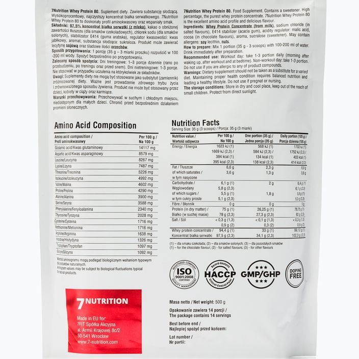 Proteine del siero del latte 7Nutrition 80 500 g Pistacchio salato 2
