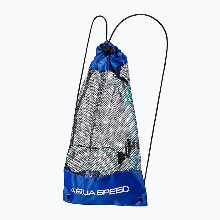 AQUA-SPEED Enzo + Evo set snorkeling maschera + boccaglio + borsa azzurro 4