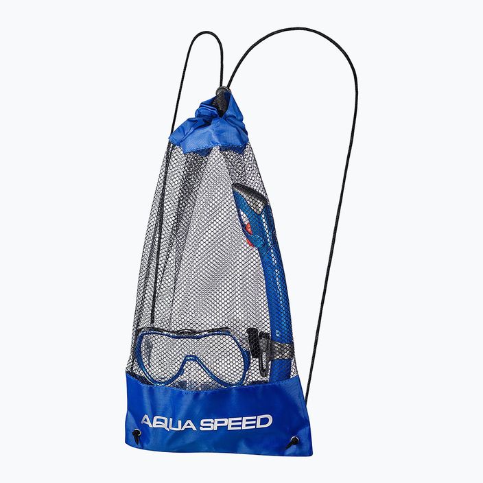 AQUA-SPEED Set da snorkeling Enzo + maschera Evo + boccaglio + borsa blu 4
