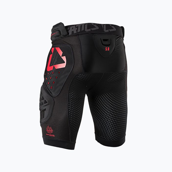 Pantaloncini da ciclismo Leatt Impact 3DF 5.0 nero/rosso da uomo con protezioni 2