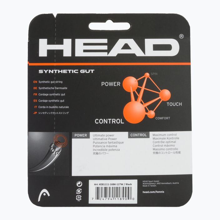 Corda da tennis HEAD in budello sintetico 12 m nero 2